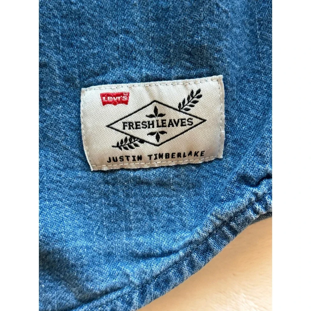 Levi's Blue Fresh Leaves Justin Timberlake Denim Western Shirt Mens M Excellent